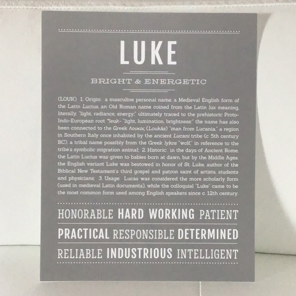 Original “Name Stories”- LUKE